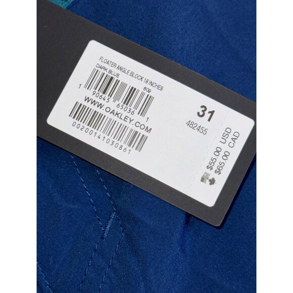 Oakley Mens Floater Angle Block 18" Board Shorts, Dark Blue/Teal, Size 31, NWT - Picture 4 of 4